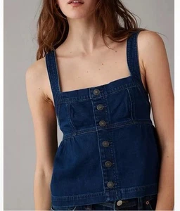 American Eagle Denim Button Down Babydoll Tank Top Size 8- NWT - Picture 1 of 9