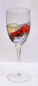 Romanian Milano Mosaic Stained Wine Glass, Hand Blown Crystal 9.75" - Picture 1 of 11