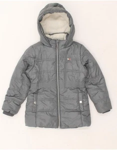 Tommy Hilfiger wattierte Jacke Mädchen Grafik Kapuze 5-6 Jahre grau Polyester BP67 - Bild 1 von 3