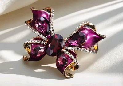 Broche de arco de alfiler de Navidad púrpura joyería de moda NUEVO envío gratuito 2 pulgadas Foto 1 de 2