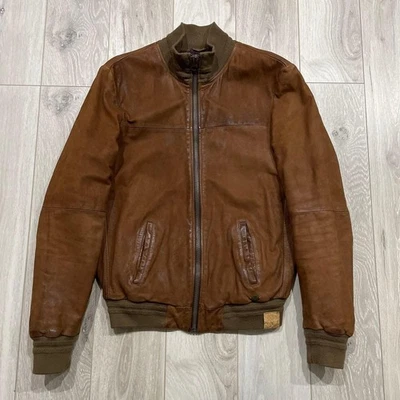 Chaqueta de cuero talla S Scotch Soda genuina bombardero marrón Foto 1 de 4
