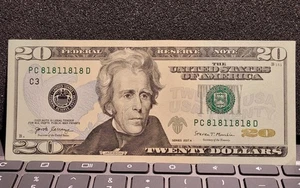True $20 BINARY/RADAR Fancy Serial Extremely Cool #99.34% Perfect Cut Sequential - Picture 1 of 5