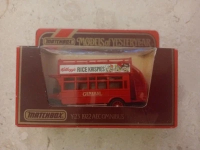 MATCHBOX 1/72  AEC OMNIBUS 1922 ROSSO RICE KRISPIES ART Y-23 Y23 - Immagine 1 di 4