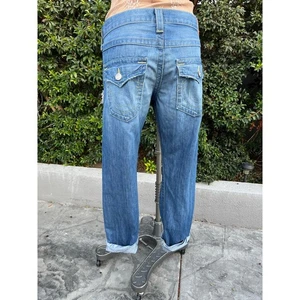 Vintage Y2K True Religion Jordan Cuff Roll Blue Denim Jeans Damen 29 USA Made  - Bild 1 von 11