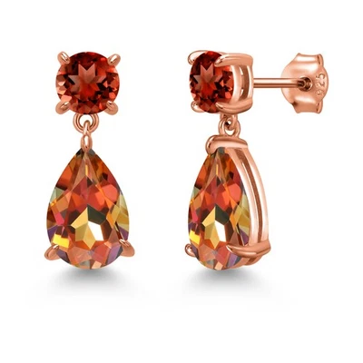 Colgante de lágrima y topacio místico éxtasis plateado chapado en oro rosa de 18 quilates Foto 1 de 4