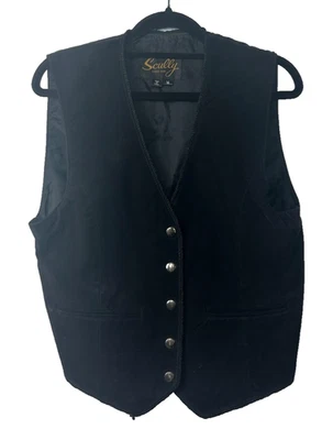 Chaleco Scully Western Gamuza Cuero M Negro Frente a Presión Vaquero Motociclista Steampunk C1 Foto 1 de 4