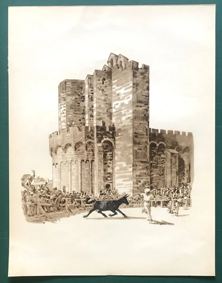 Illustration  : "Corrida aux Saintes Maries de la Mer " (vers 1940) PROVENCE - Photo 1/1