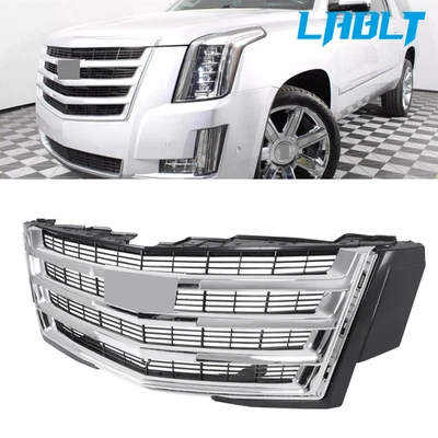 LABLT Front Upper Grille Grill Chrome Black For Cadillac Escalade ESV 2015-2020 Foto 1 de 4