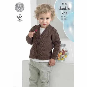 King Cole Pattern Boys Sweater and Cardigan Knitted with Comfort DK 4149 - Picture 1 of 2