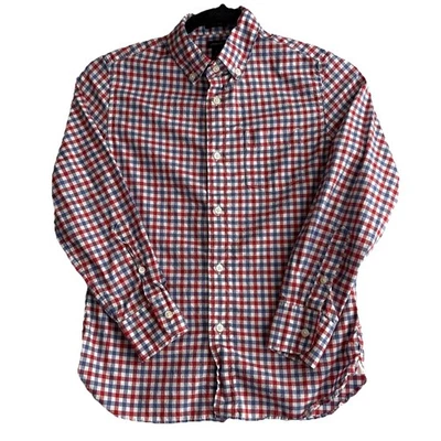 Crewcuts Ludlow Boys Shirt Sz 10 Red Blue Gingham Check Long Sleeve Button Down - Image 1 of 4