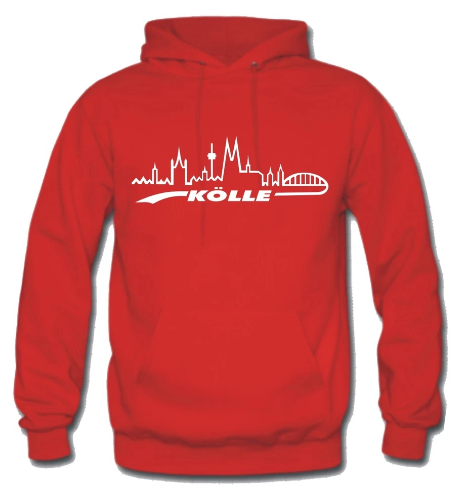 MARKENLOS Köln Kapuzenpullover Ultras Skyline, Fussball, Kölle Trikot Kapu Hoodie