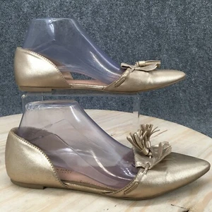 Christian Siriano flache Damenschuhe 9,5 D'Orsay goldfarbene Kunstleder spitze Zehenpartie - Bild 1 von 10