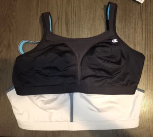 Lot of 2 Champion Sport Comfort Sports Bra #1602 Size 42D Black & White - Picture 1 of 7
