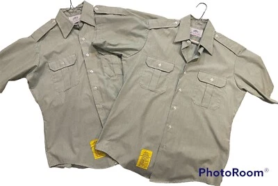Lot Of 2 DSCP Garrison Collection Mens Size 16 Button Shirt Short Sleeve Green - Изображение 1 из 4