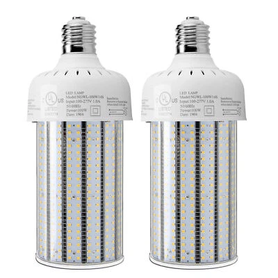 【2 PACK】100W LED Corn Cob Bulb Daylight Commercial Airport Workshop Garage Light - Image 1 of 4
