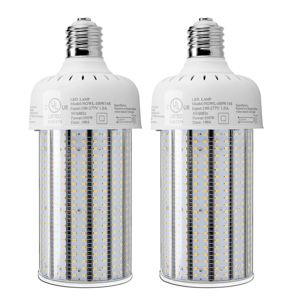 【2 PACK】100W LED Corn Cob Bulb Daylight Commercial Airport Workshop Garage Light - Image 1 of 4
