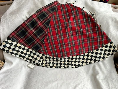 Mackenzie Childs TARTÁSTICO Tartán/Negro Reloj Cuadros 60" Falda Árbol NUEVO m24-no Foto 1 de 4
