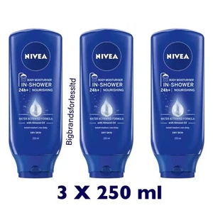 Nivea IN SHOWER Body Moisturiser for Dry Skin Almond Oil 250ml-3pk Discontinued - Picture 1 of 2