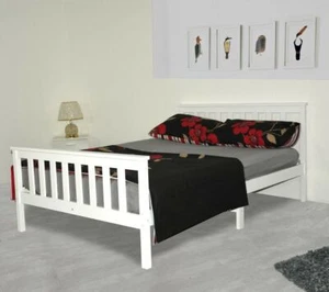 Struttura letto singolo 3 piedi con materasso in legno massello di pino bianco stile shaker set camera da letto - Foto 1 di 42