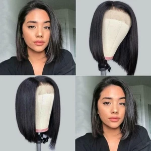 14inch 4*4 Short Bob Lace Frontal Wigs for Women Straight Human Hair Wigs - Picture 1 of 7