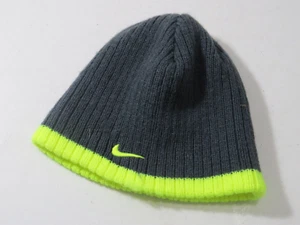 Nike Winter Hat Knit Beanie Youth One Size Gray Yellow - Picture 1 of 4