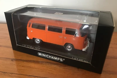 Minichamps, VW Bay Window Bus, T2 Camper 1972 naranja, coche fundido a presión 1/43, en caja Foto 1 de 4