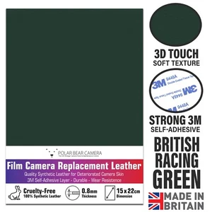 Camera Leatherette Repair 0.8mm Thin [BRITISH RACING GREEN] MADE IN UK - Picture 1 of 5