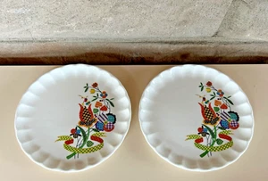TWO - 6-1/2" W.S. George Bolero Calico Flower Bread Plates FUN Vintage Design! - Picture 1 of 6