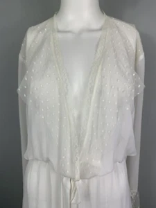 FLORA NIKROOZ Robe IVORY LINGERIE Long Sheer Lace Gown NWT Large/XL - Picture 1 of 15