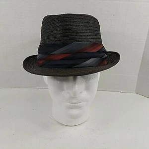 Vanguard Mark IV Genuine Hemp Braid Straw Hat Men 7 1/4 Grey Fedora Vintage - Picture 1 of 11