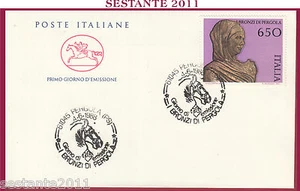 ITALIA FDC IL CAVALLINO 1988 I BRONZI DI PERGOLA ANNULLO PERGOLA PS Z12 - Foto 1 di 1