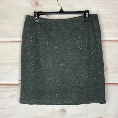 J. Jill Skirt Womens 8 Gray Wool Blend Sequin Fuzzy A-Line Lined Side Zip - Image 1 of 4