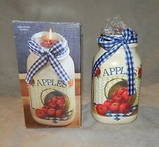 Pretty Ceramic Candle Jar Votive Candle Holder-Apples-Country Design Candle-NEW
