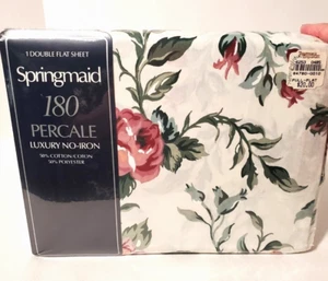 Springmaid Percalle 180 senza ferro 1 lenzuolo piatto doppio rosa melissia nuovo in confezione - Foto 1 di 5