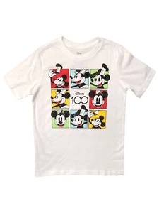 Disney Mickey Mouse Boys White Squares Short Sleeve T-Shirt Tee Shirt L 10-12 - Picture 1 of 2