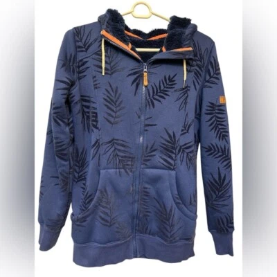 Roxy blue Frost printed floral full zip hooded Sherpa lined sweatshirt - Image 1 of 4
