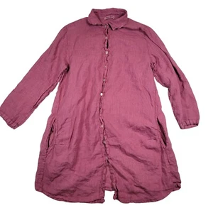Meo Meli Linen Button Front Shirt Dress Women's Red No Size Tag Made in Italy - Picture 1 of 8