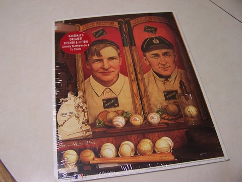 TY COBB & CHRISTY MATHEWSON Collage Poster from 1993 MLB Cover