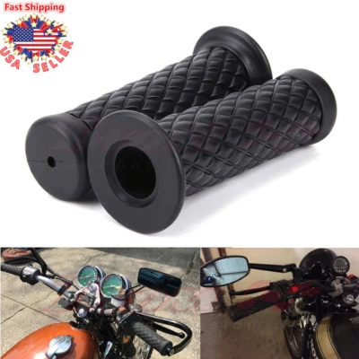 7/8" Motorcycle Black Rubber Hand Grip Gel Handlebar For Chopper Bobber Kawasaki - Image 1 of 4