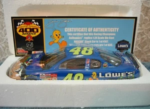 NASCAR Jimmie Johnson Looney Tunes Monte Carlo Blue Stock Car Die Cast 1:24 NEW - Picture 1 of 12