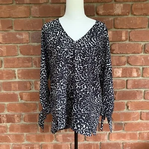 Witchery Womens Blouse Top Leopard Print Workwear Size 12 - Picture 1 of 10
