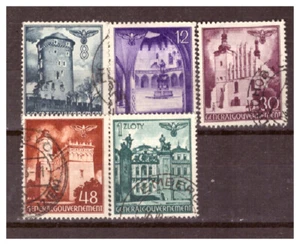 Generalgouvernement Sammlung Freimarken Bauwerker Mi.66-70 komplett gest. - Bild 1 von 1