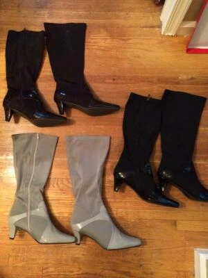 Bellini Women's Estella Dress Boots Knee High Leather Black Grey Brown 9W Zipper - Image 1 of 4