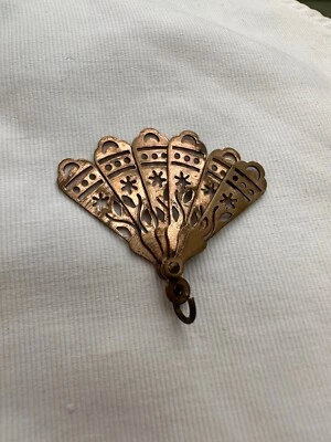 Éventail Miniature Poupée Ancienne Laiton - Photo 1/4