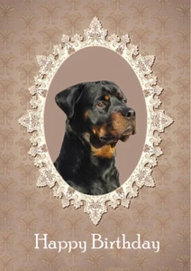 ROTTWEILER DOG BIRTHDAY GREETINGS NOTE CARD - Foto 1 di 1