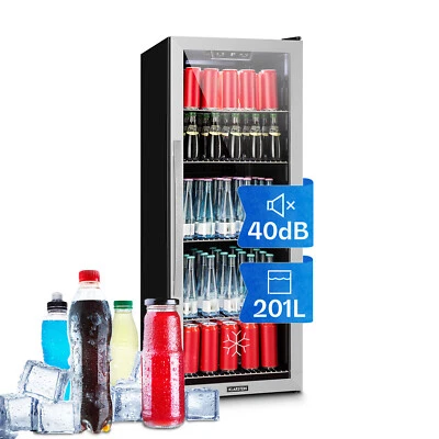 Klarstein Minibar Kühler Getränkekühlschrank Glas 201L LED leise Edelstahl  - Bild 1 von 4