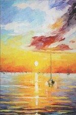 Leonid AFREMOV New Image Card 4"x6" UNP B2418~Sunset by the Lake