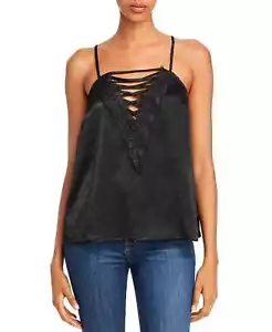 Aqua Women's Black Strappy Lace Trim Camisole Top - M - Black - Picture 1 of 2