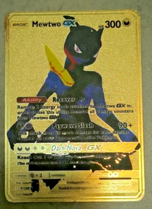 Pokemon Mewtwo GX Arte Antiguo Tarjeta Metal Dorado Dark Nova - Imagen 1 de 1