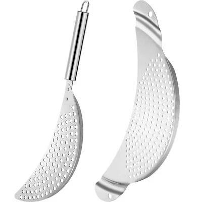 	2 Pcs Strainer Pan Pot w Recessed Hand Grips Suitable for Kitchen Pots Up to... - Image 1 of 4